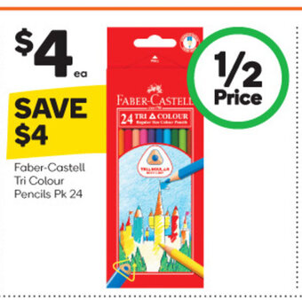 Woolworths Faber-Castell Tri Colour Pencils PK 24 offer