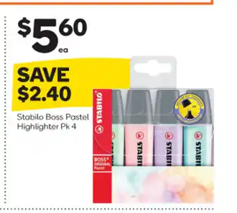 Stabilo Boss Pastel Highlighter Pk 4