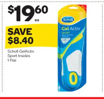Woolworths Scholl GelActiv Sport Insoles offer