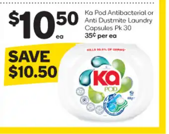 Woolworths Ka Pad Antibacterial or Anti Dustmite Laundry Capsules PK 30 offer