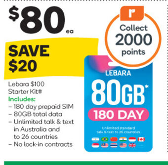 Woolworths Lebara $100 Starter Kit# offer