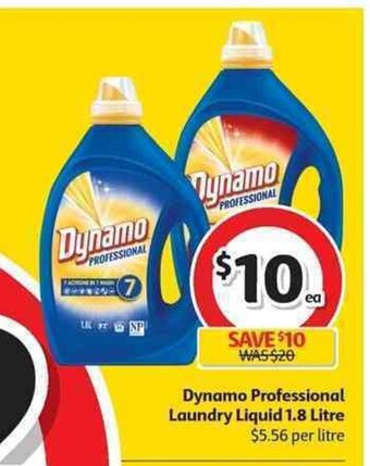 Coles Dynamo Professional Laundry Liquid 1.8 Litre offer
