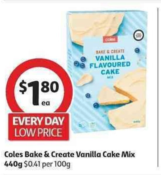 Coles Bake & Create Vanilla Cake Mix offer at Coles