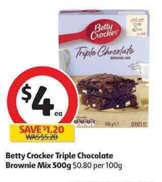 Betty Crocker Triple Chocolate Brownie Mix 500g offer at Coles