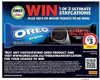 Coles Oreo Cream Biscuits 133g-147g offer