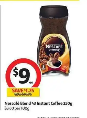 Coles Nescafè Blend 43 Instant Coffee 250f offer