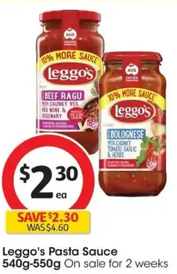 Coles Leggo's Pasta Sauce On sale for 2 weeks offer