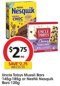 Coles Uncle Tobys Muesli Bars or Nestlé Nesquik Bars offer