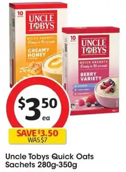 Coles Uncle Tobys Quick Oats Sachets offer