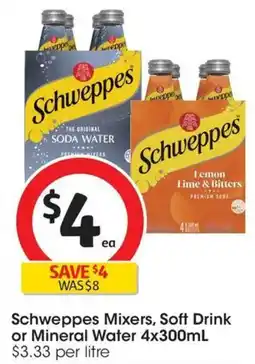 Coles Schweppes Mixers, Soft Drink or Mineral Water $3.33 per litre offer