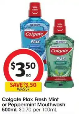 Coles Colgate Plax Fresh Mint or Peppermint Mouthwash offer