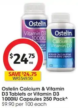 Coles Ostelin Calcium & Vitamin D3 Tablets or Vitamin D3 offer