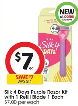 Coles Silk 4 Days Purple Razor Kit with 1 Refill Blade 1 Each offer