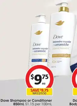 Coles Dove Shampoo or Conditioner offer