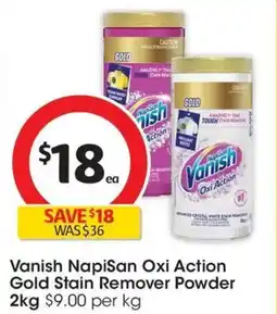 Coles Vanish Napisan Oxi Action Gold Stain Remover Powder offer