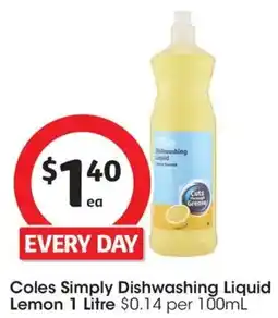 Coles Coles Simply Dishwashing Liquid Lemon offer