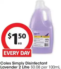 Coles Coles Simply Disinfectant Lavender offer