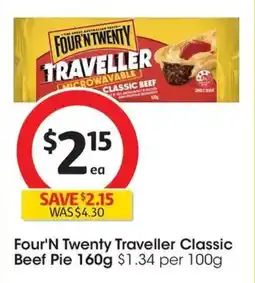 Coles Four'N Twenty Traveller Classic Beef Pie offer