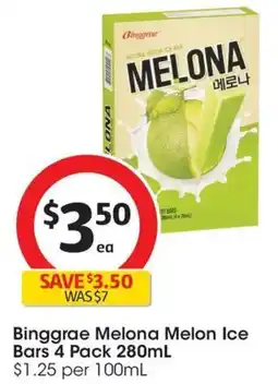 Coles Binggrae Melona Melon Ice Bars offer
