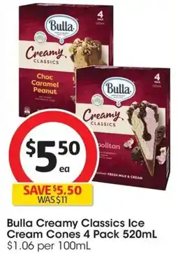Coles Bulla Creamy Classics Ice Cream Cones offer