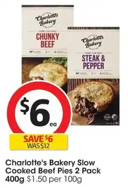 Coles Charlotte's Bakery Slow Cooked Beef Pies offer