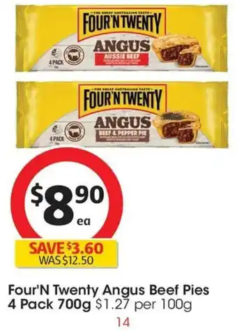 Coles Four'N Twenty Angus Beef Pies offer