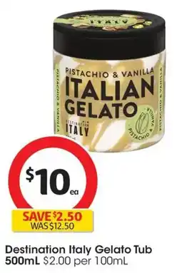 Coles Destination Italy Gelato Tub offer