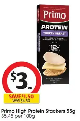 Coles Primo High Protein Stackers offer