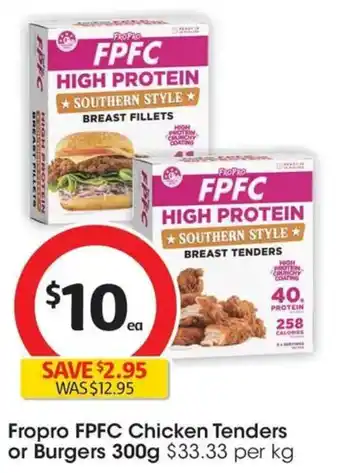 Coles Fropro FPFC Chicken Tenders or Burgers offer