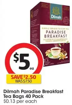 Coles Dilmah Paradise Breakfast Tea Bags offer
