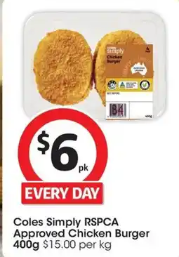 Coles Coles Simply RSPCA Approved Chicken Burger offer
