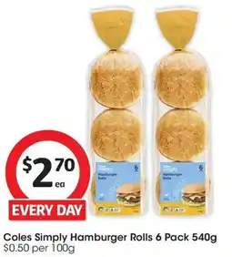 Coles Coles Simply Hamburger Rolls offer