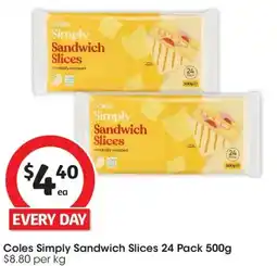 Coles Coles Simply Sandwich Slices offer