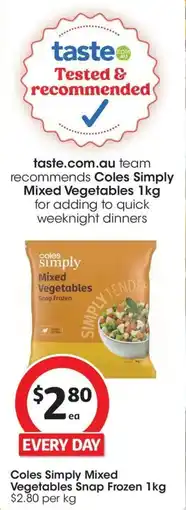 Coles Coles Simply Mixed Vegetables Snap Frozen offer