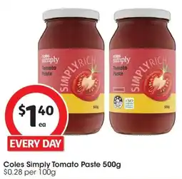 Coles Coles Simply Tomato Paste offer