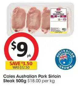 Coles Coles Australian Pork Sirloin Steak offer