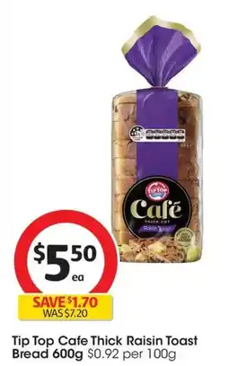 Coles Tip Top Cafe Thick Raisin Toast Bread offer
