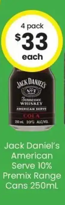 Jack Daniel's American Serve 10% Premix Range Cans
