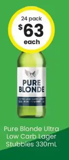 The Bottle O Pure Blonde Ultra Low Carb Lager Stubbies offer
