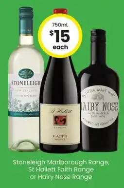 The Bottle O Stoneleigh Marlborough Range, St Hallett Faith Range or Hairy Nose Range offer