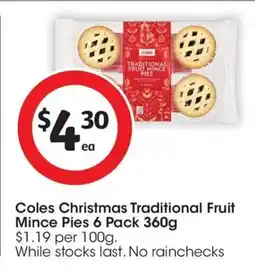 Coles Coles Christmas Traditional Fruit Mince Pies offer