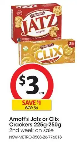 Coles Arnott's Jatz or Clix Crackers offer