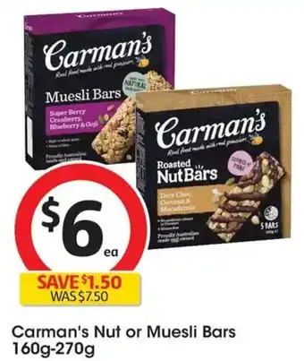Coles Carman's Nut or Muesli Bars offer