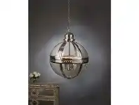 LivingStyles Saxon Large Metal and Glass Globe Pendant Light - Nickel offer