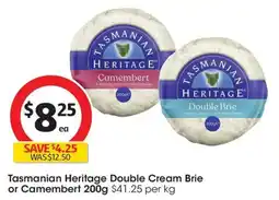 Coles Tasmanian Heritage Double Cream Brie or Camembert offer