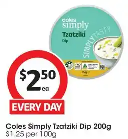 Coles Coles Simply Tzatziki Dip offer