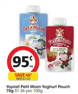 Coles Yoplait Petit Miam Yoghurt Pouch offer