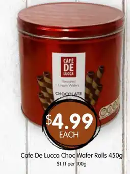 Spudshed Cafe De Lucca Choc Wafer Rolls offer
