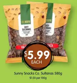 Spudshed Sunny Snacks Co. Sultanas offer