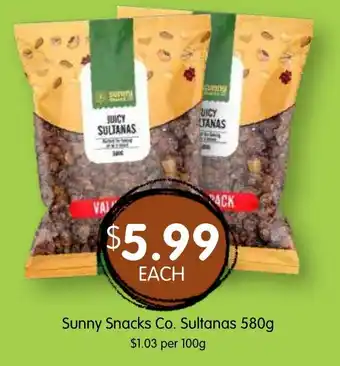 Spudshed Sunny Snacks Co. Sultanas offer